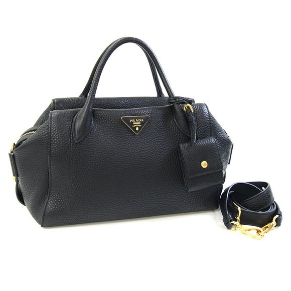 PRADA Black Leather Shoulder Bag - Picture 1 of 9